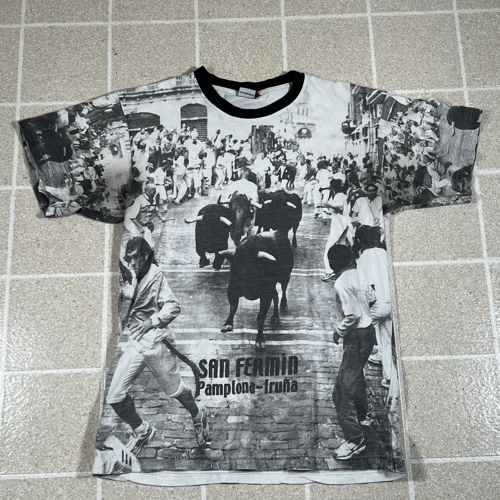 Vintage 90s San Fermin Pamplona Irma Bull Run Tshirt Size Medium